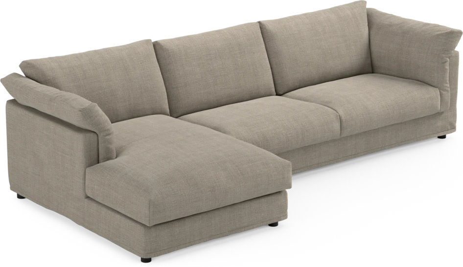 Cherrie - 3-sits soffa med schäslong vänster, med kappa - Beige