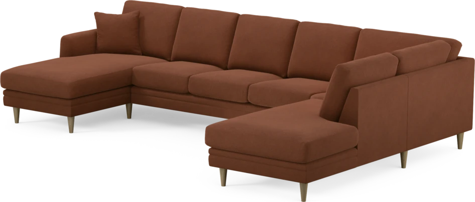 Eden - 3-sits soffa med schäslong vänster och divan höger - Orange