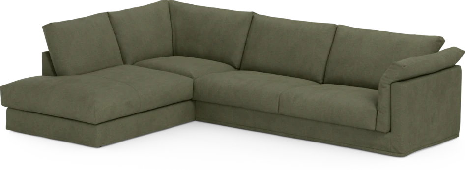 Cherrie - 3-sits soffa med divan vänster, med kappa - Grön