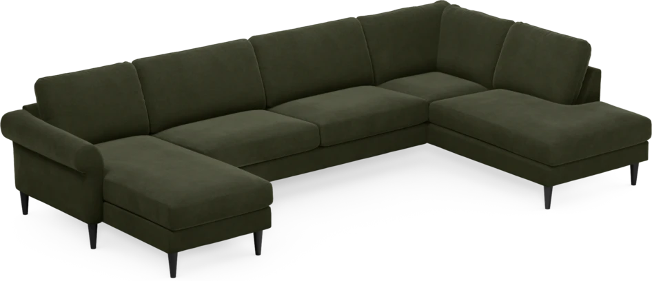 Bridge - 3-sits soffa med schäslong vänster och divan höger - Grön