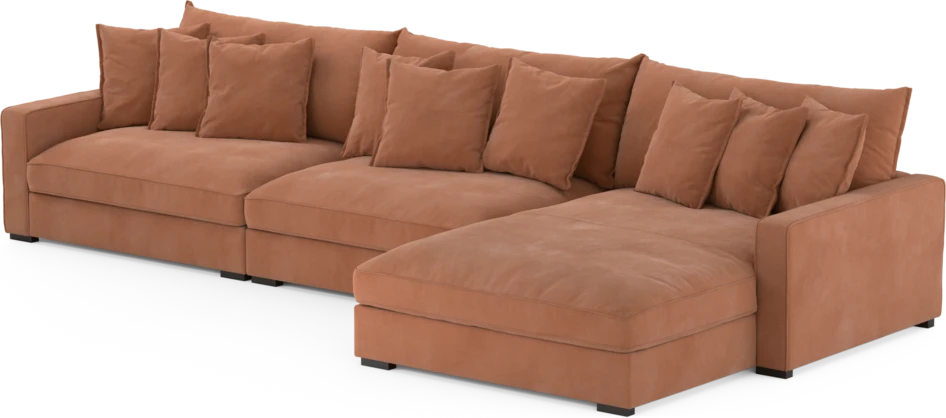 Rossi - 4-sits soffa med schäslong XL höger - Orange