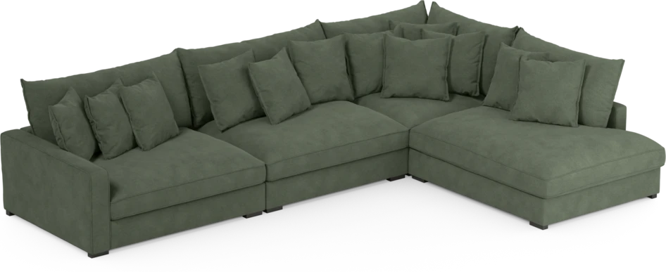 Rossi - 4-sits soffa med divan höger - Grön