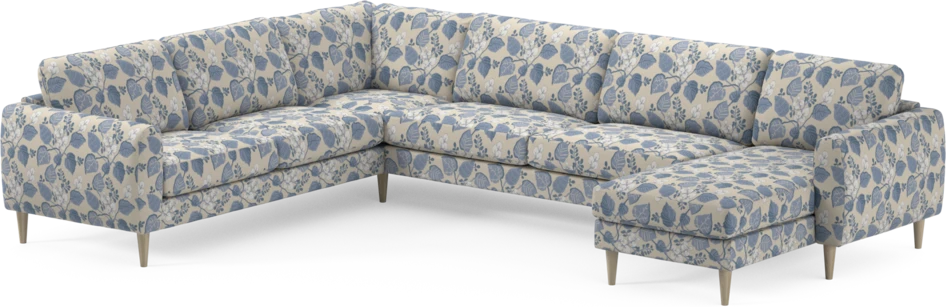 Bridge - Hörnsoffa, 2+3-sits med schäslong höger - Blå