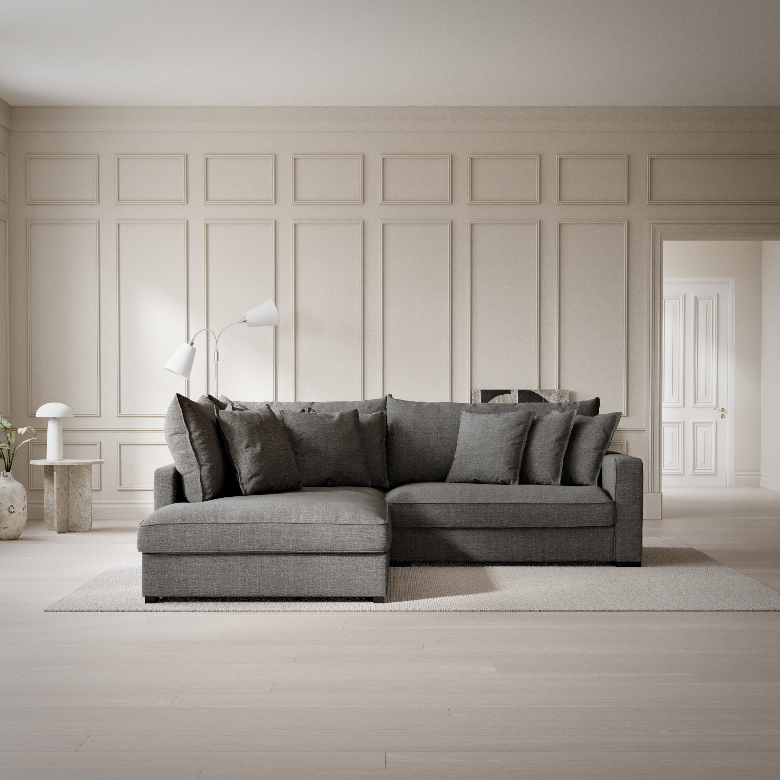 Rossi, 2-sits soffa med divan vänster