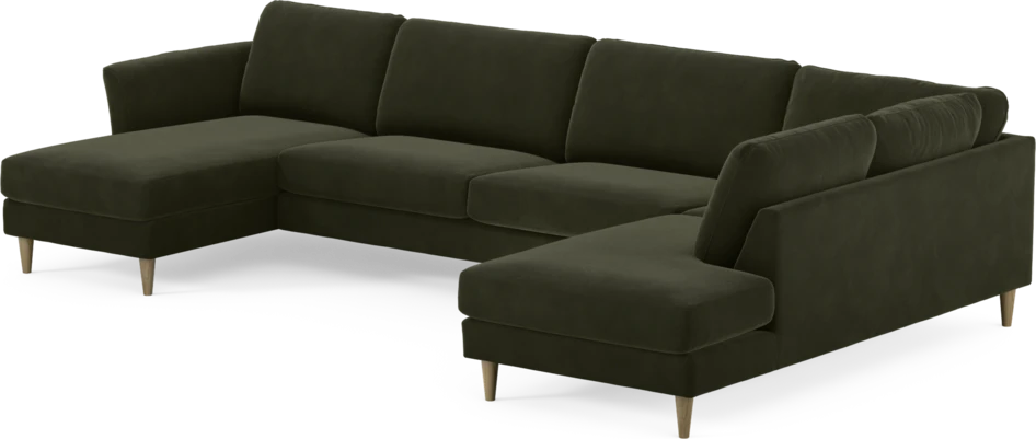 Bridge - 3-sits soffa med schäslong vänster och divan höger - Grön