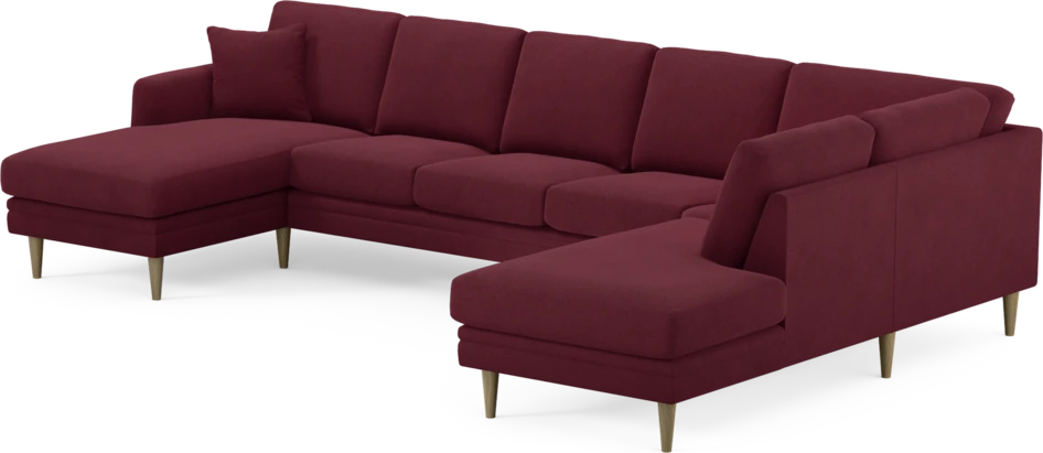 Eden - 3-sits soffa med schäslong vänster och divan höger - Röd