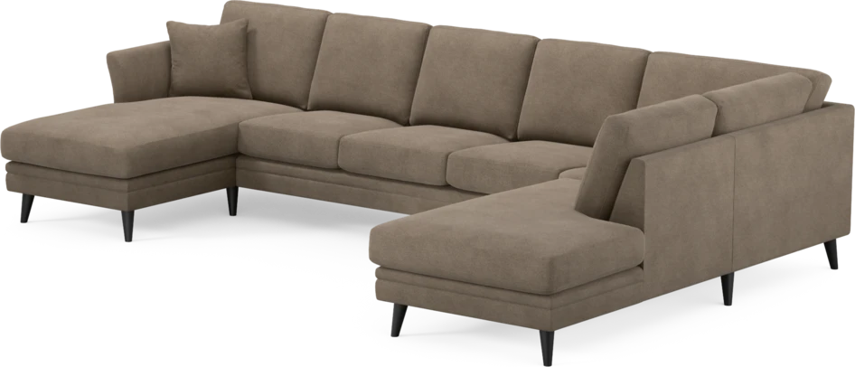 Eden - 3-sits soffa med schäslong vänster och divan höger - Brun