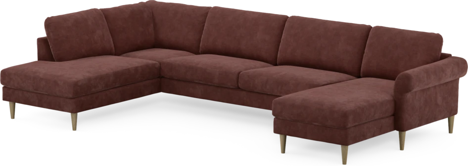 Bridge - 3-sits soffa med divan vänster och schäslong höger - Röd