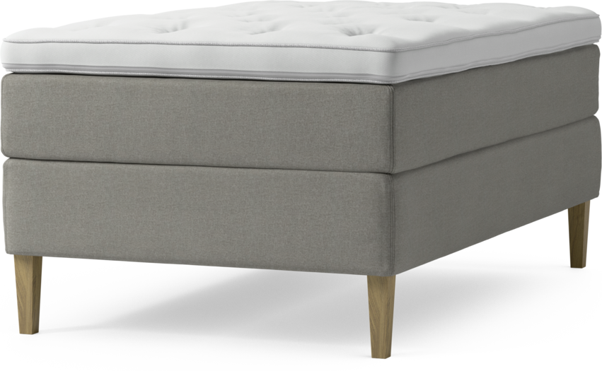 Delux Exclusive - Kontinentalsäng, enkelsäng 120 cm med bäddmadrass och sängben - Grå