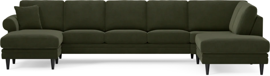 Eden - 3-sits soffa med schäslong vänster och divan höger - Grön