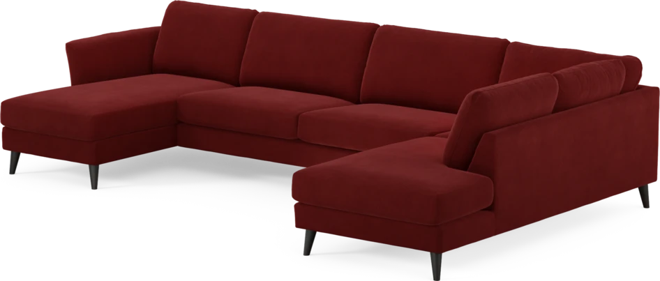 Bridge - 3-sits soffa med schäslong vänster och divan höger - Röd