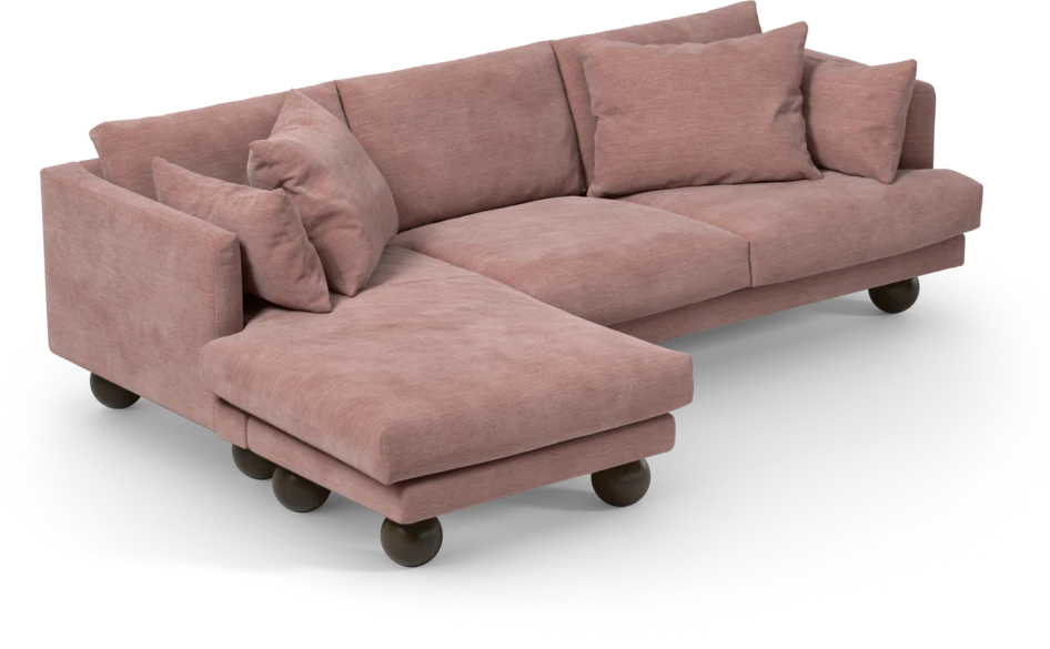 Harper - 4-sits med schäslong vänster - Rosa