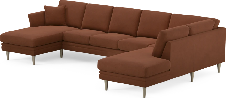 Eden - 3-sits soffa med schäslong vänster och divan höger - Orange