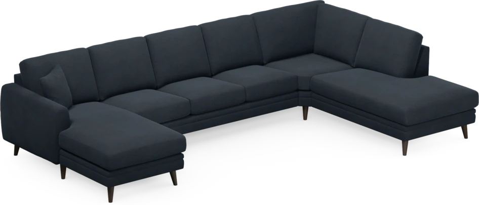 Eden - 3-sits soffa med schäslong vänster och divan höger - Blå