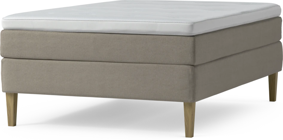 Delux Sense - Kontinentalsäng, enkelsäng 140 cm med bäddmadrass och sängben - Beige