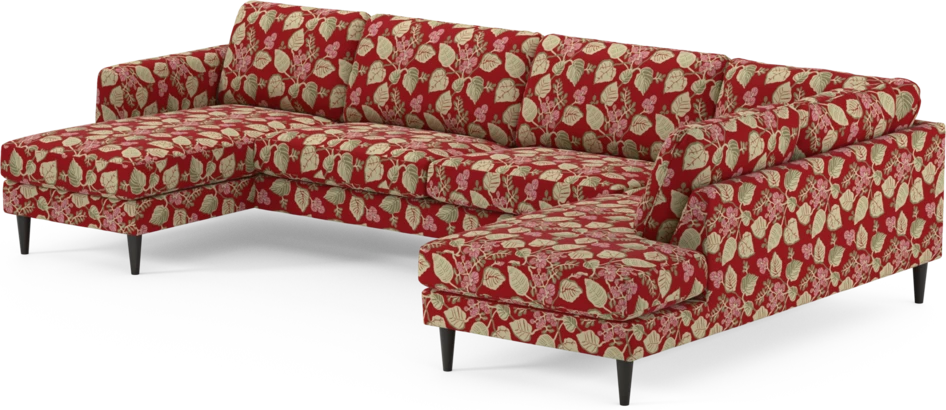 Bridge - 3-sits soffa med schäslong vänster och divan höger - Röd