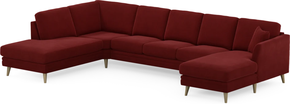 Eden - 3-sits soffa med divan vänster och schäslong höger - Röd