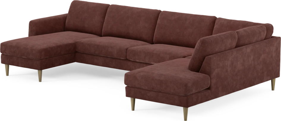 Bridge - 3-sits soffa med schäslong vänster och divan höger - Röd