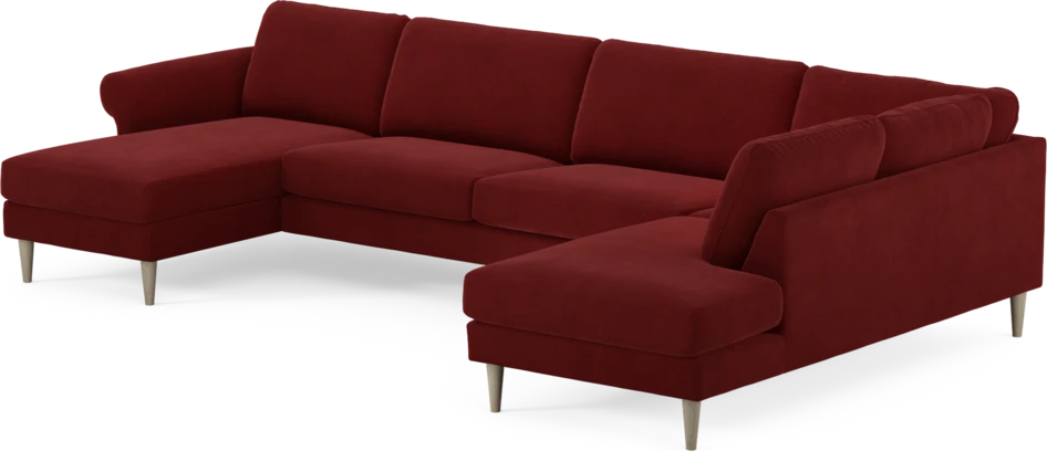Bridge - 3-sits soffa med schäslong vänster och divan höger - Röd