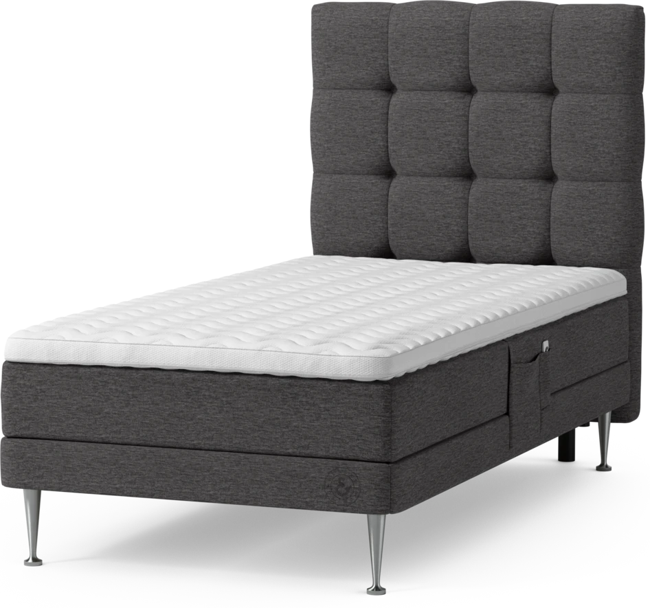 Särö Comfort - Ställbar säng, enkelsäng med bäddmadrass, sängben och Ruta sänggavel