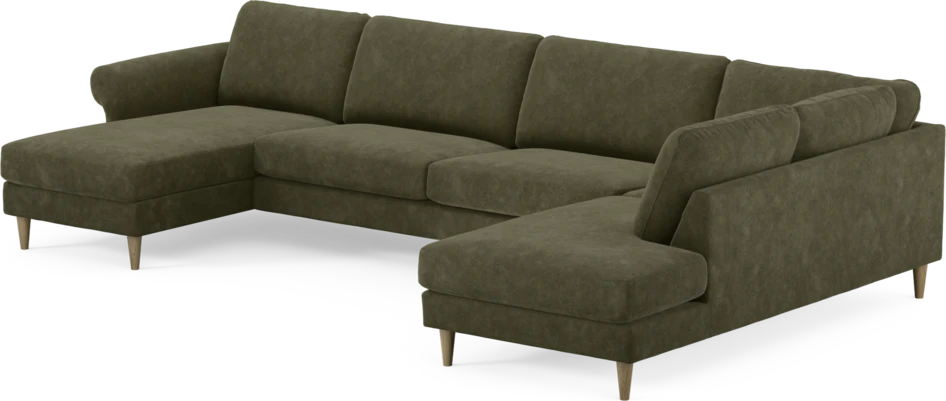 Bridge - 3-sits soffa med schäslong vänster och divan höger - Grön