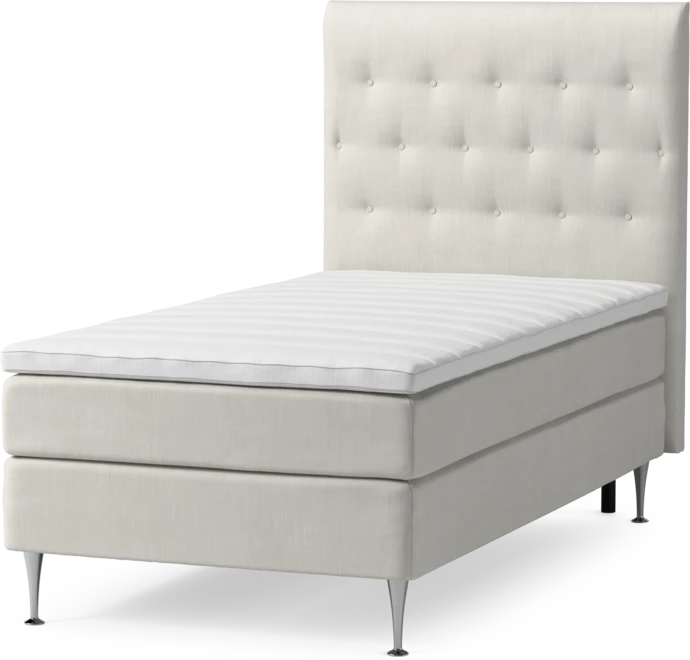 Roma Family, Kontinentalsäng, enkelsäng med bäddmadrass och sänggavel pikerad, B 105-140