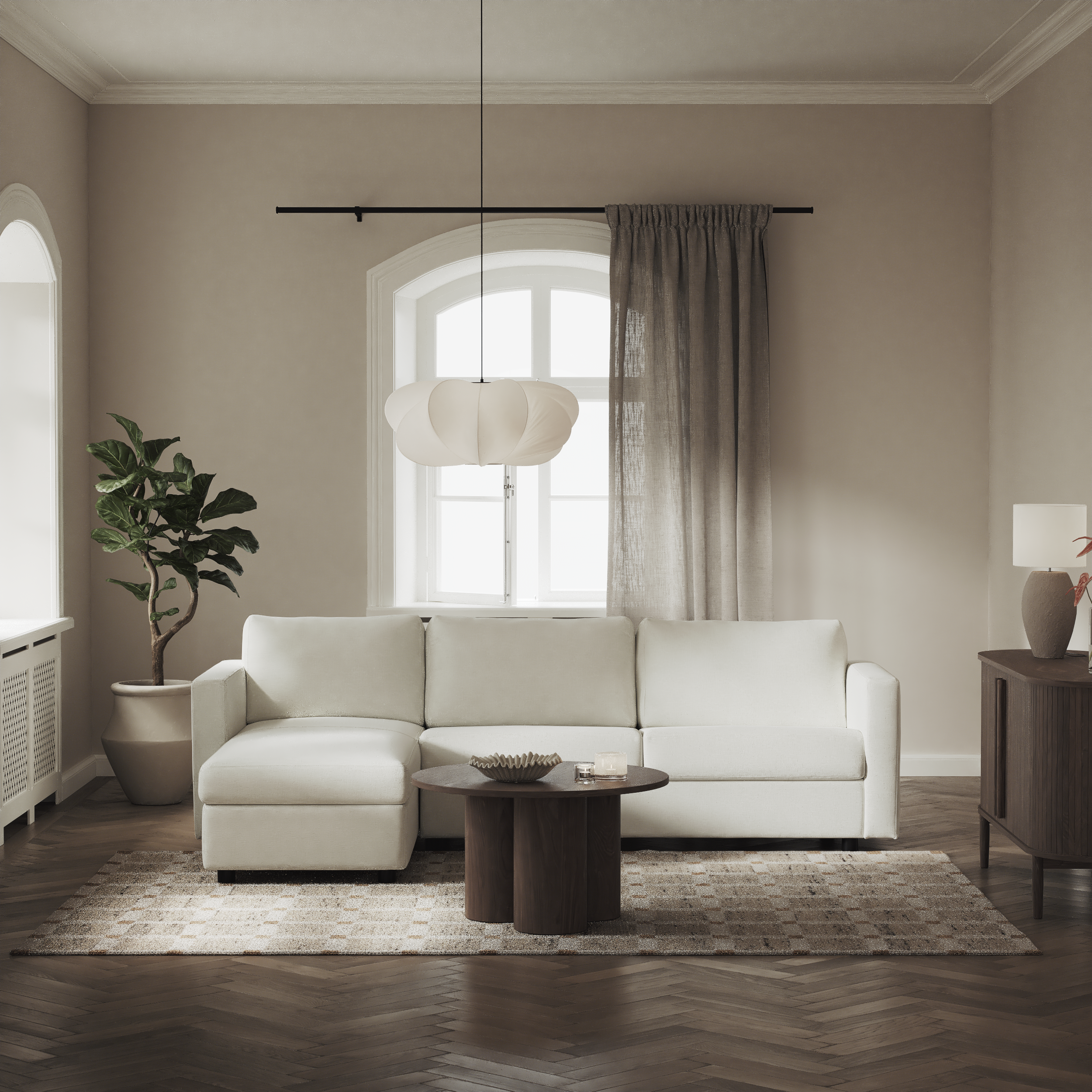 Lindö - Bäddsoffa 2,5-sits med schäslong, vändbar - inspiration