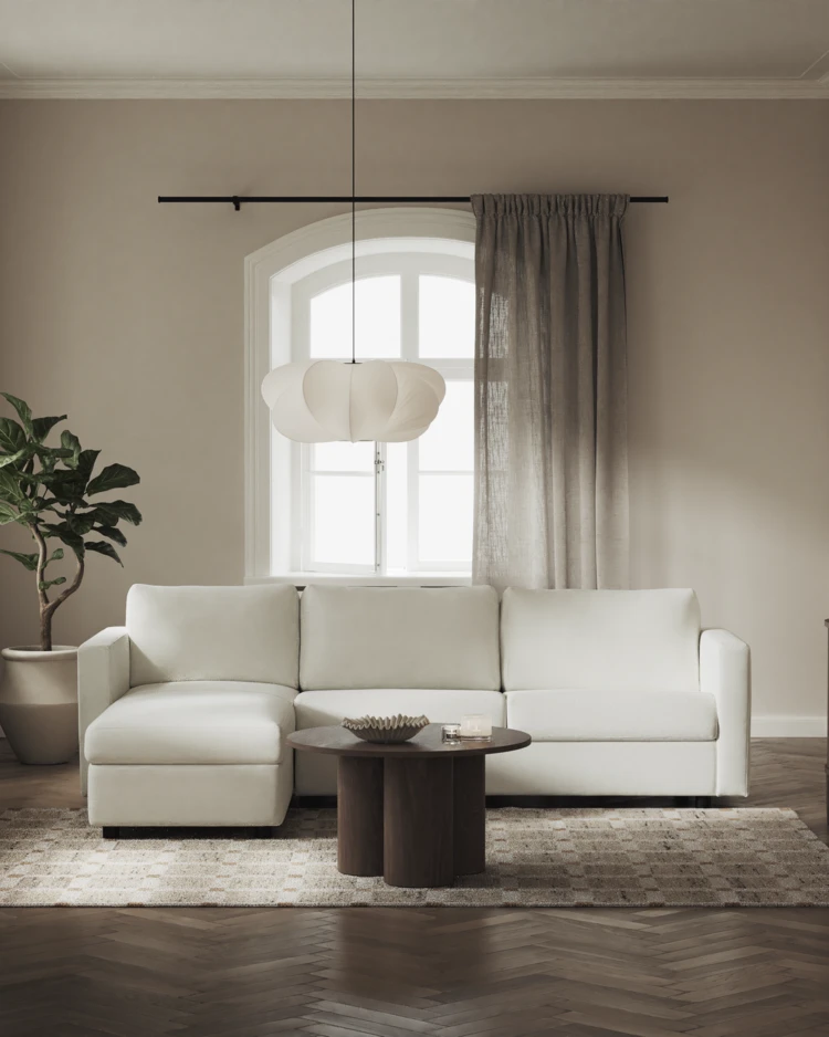 Lindö - Bäddsoffa 2,5-sits med schäslong, vändbar - inspiration