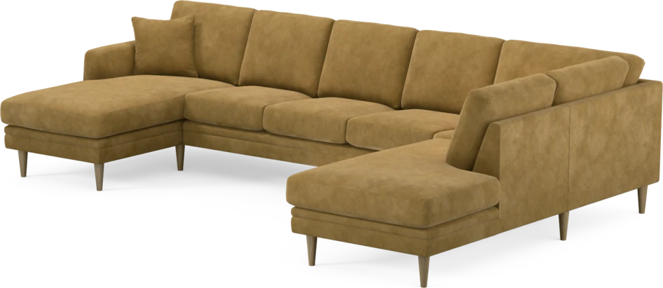 Eden - 3-sits soffa med schäslong vänster och divan höger - Gul