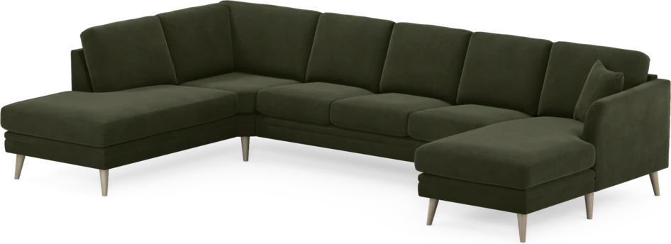 Eden - 3-sits soffa med divan vänster och schäslong höger - Grön
