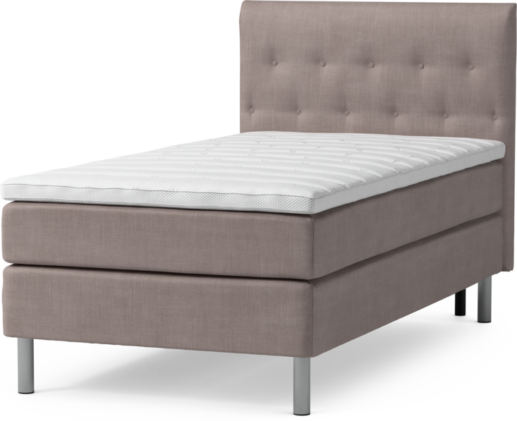 Roma Family - Kontinentalsäng, enkelsäng med bäddmadrass och sänggavel låg pikerad, B 105-140