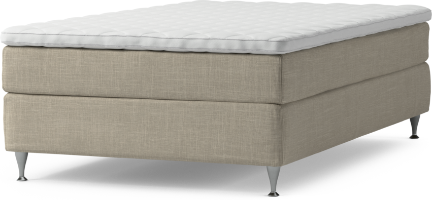 Delux Sense - Kontinentalsäng, enkelsäng 120 cm med bäddmadrass och sängben - Beige