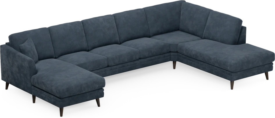 Eden - 3-sits soffa med schäslong vänster och divan höger - Blå