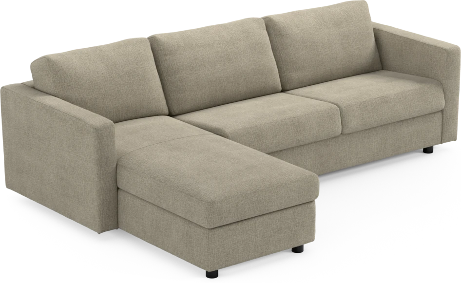Lindö - Bäddsoffa 2,5-sits med schäslong, vändbar - Beige
