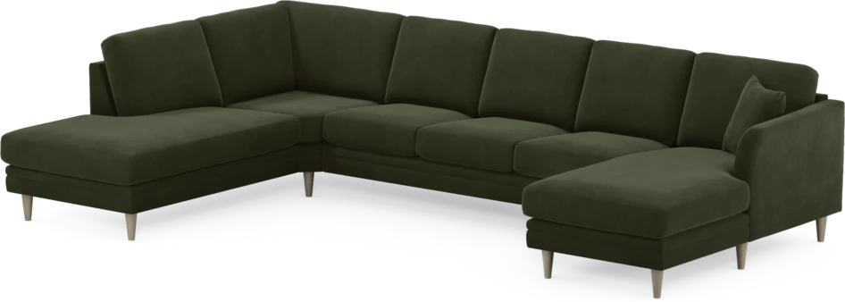 Eden - 3-sits soffa med divan vänster och schäslong höger - Grön