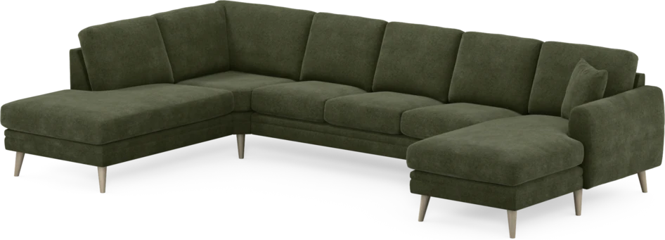 Eden - 3-sits soffa med divan vänster och schäslong höger - Grön