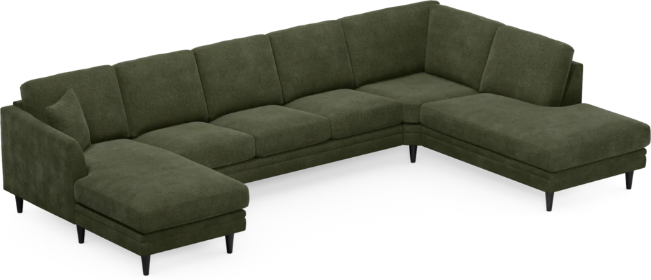 Eden - 3-sits soffa med schäslong vänster och divan höger - Grön