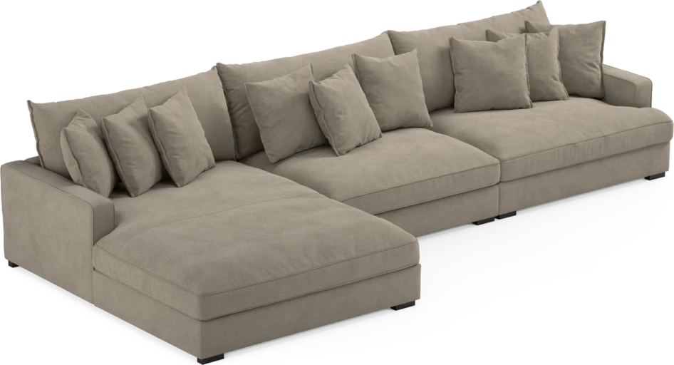 Rossi - 4-sits soffa med schäslong XL vänster - Beige