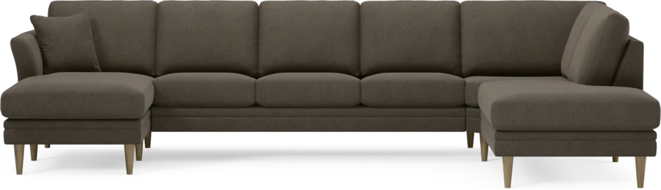 Eden - 3-sits soffa med schäslong vänster och divan höger - Brun