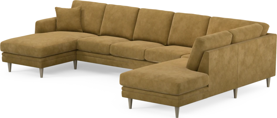 Eden - 3-sits soffa med schäslong vänster och divan höger - Gul