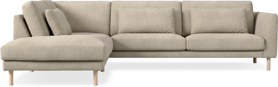 Willow - 3-sits soffa med divan vänster, fast klädsel - Beige