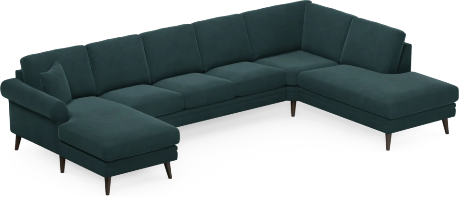 Eden - 3-sits soffa med schäslong vänster och divan höger - Blå