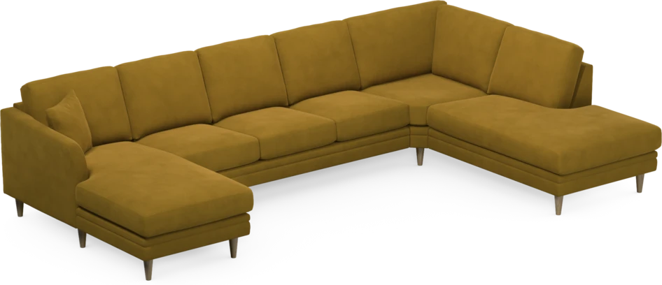 Eden - 3-sits soffa med schäslong vänster och divan höger - Gul