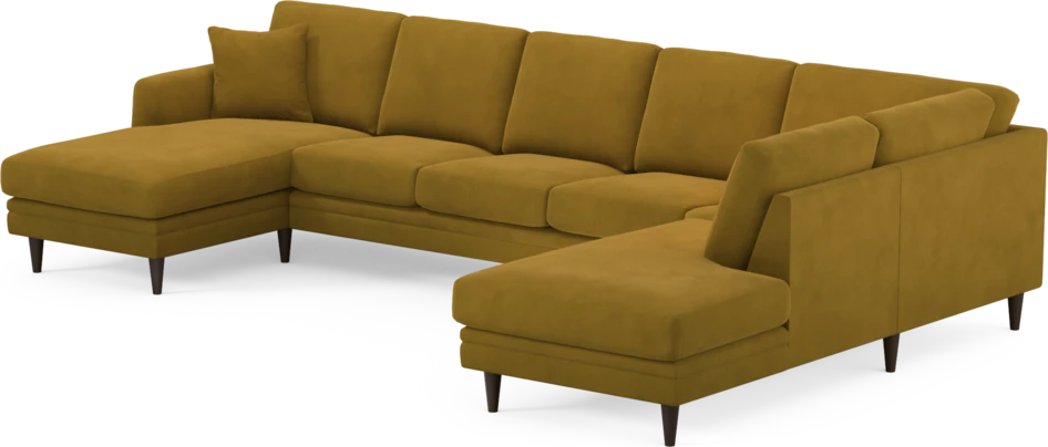 Eden - 3-sits soffa med schäslong vänster och divan höger - Gul