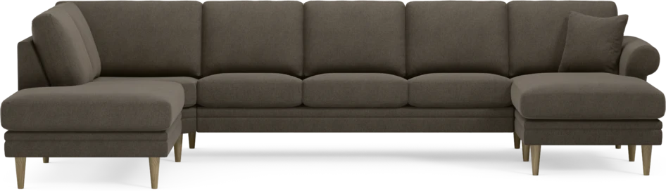 Eden - 3-sits soffa med divan vänster och schäslong höger - Brun