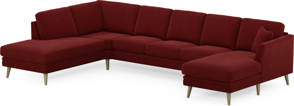 Eden - 3-sits soffa med divan vänster och schäslong höger - Röd