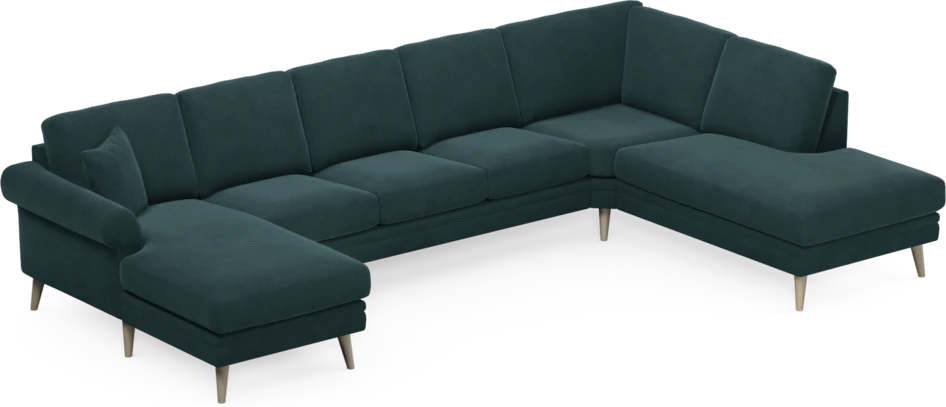 Eden - 3-sits soffa med schäslong vänster och divan höger - Blå