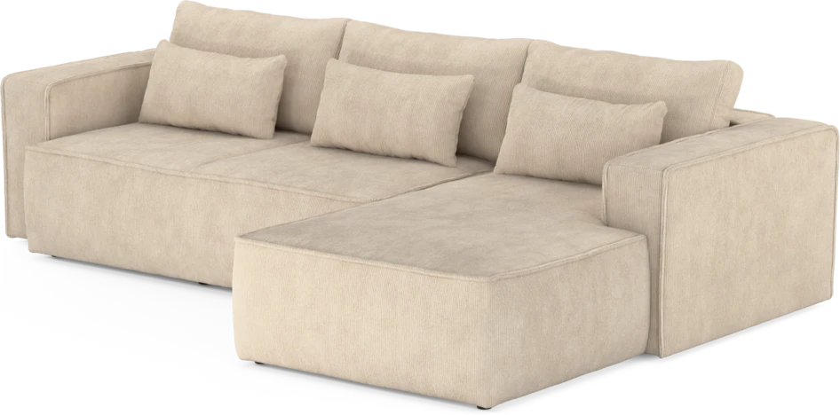 Ide - Bäddsoffa 3-sits med schäslong höger - Beige