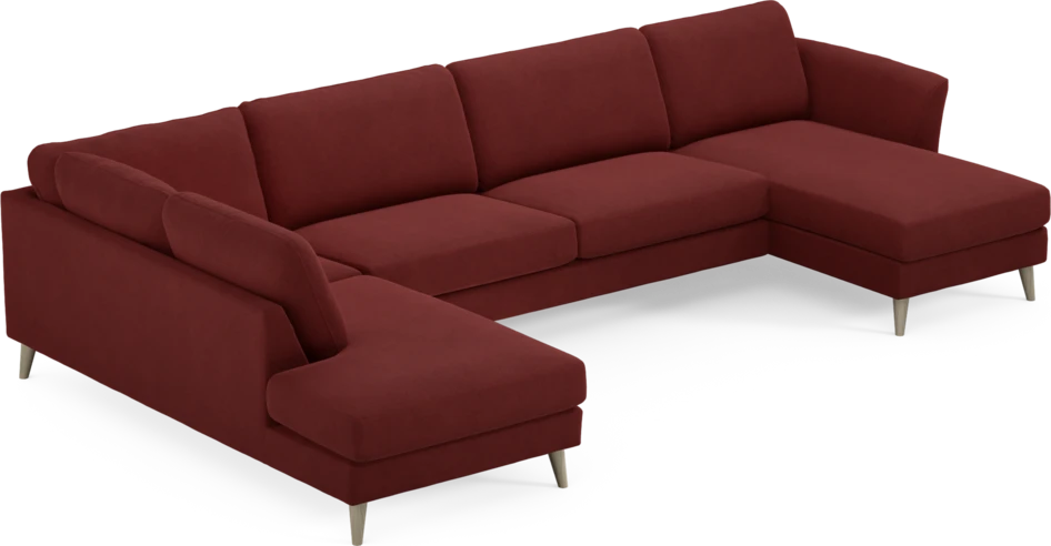 Bridge - 3-sits soffa med divan vänster och schäslong höger - Röd