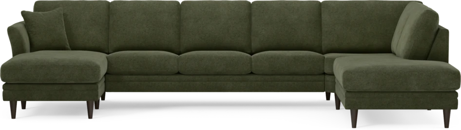 Eden - 3-sits soffa med schäslong vänster och divan höger - Grön